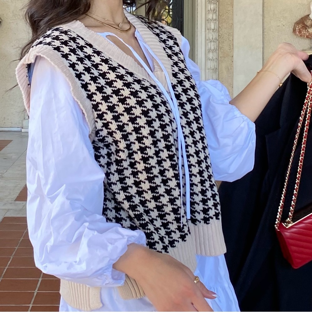 Houndstooth sweater vest